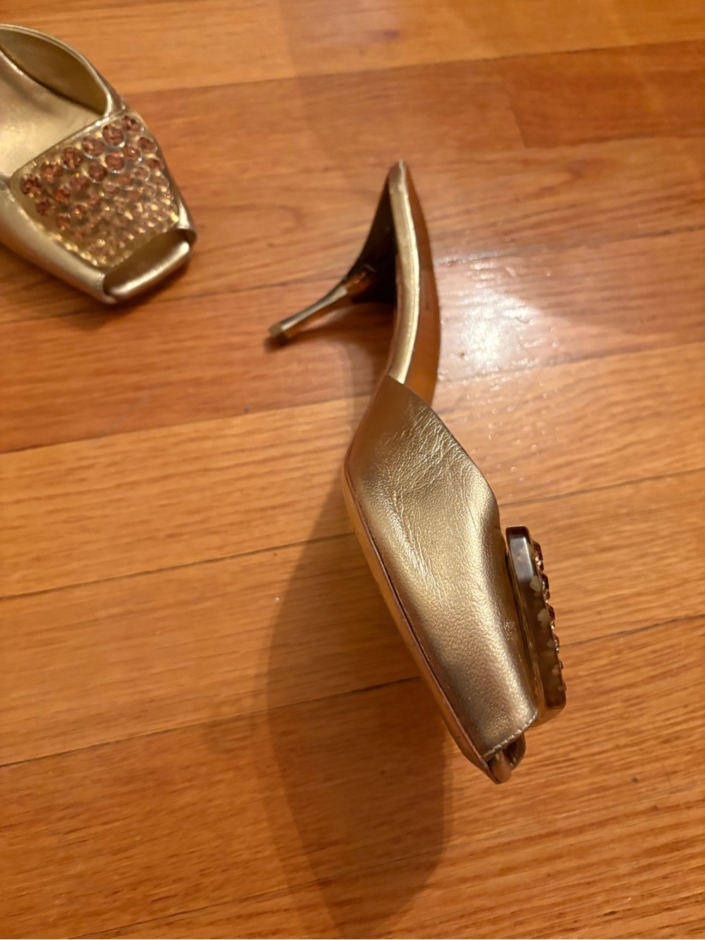 Prada Gold Jeweled Slide Mules - Picture 4 of 5